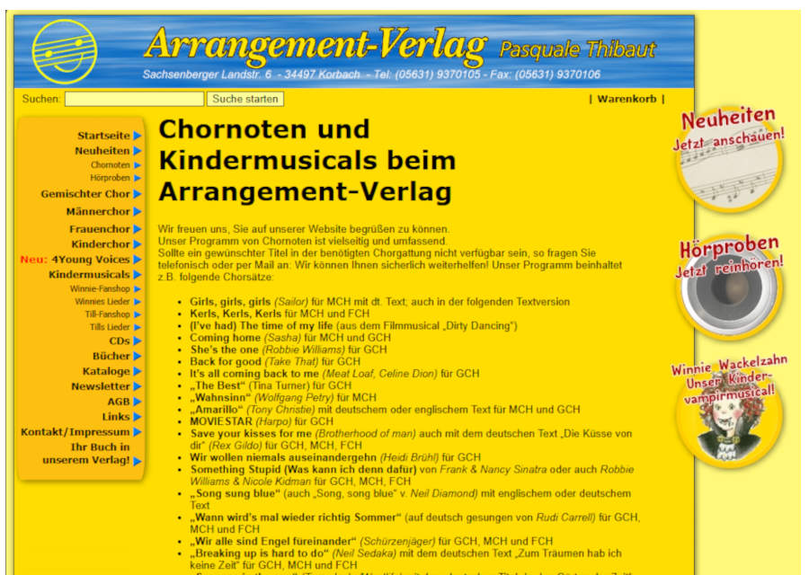 Arrangement-Verlag Webseite 2007
